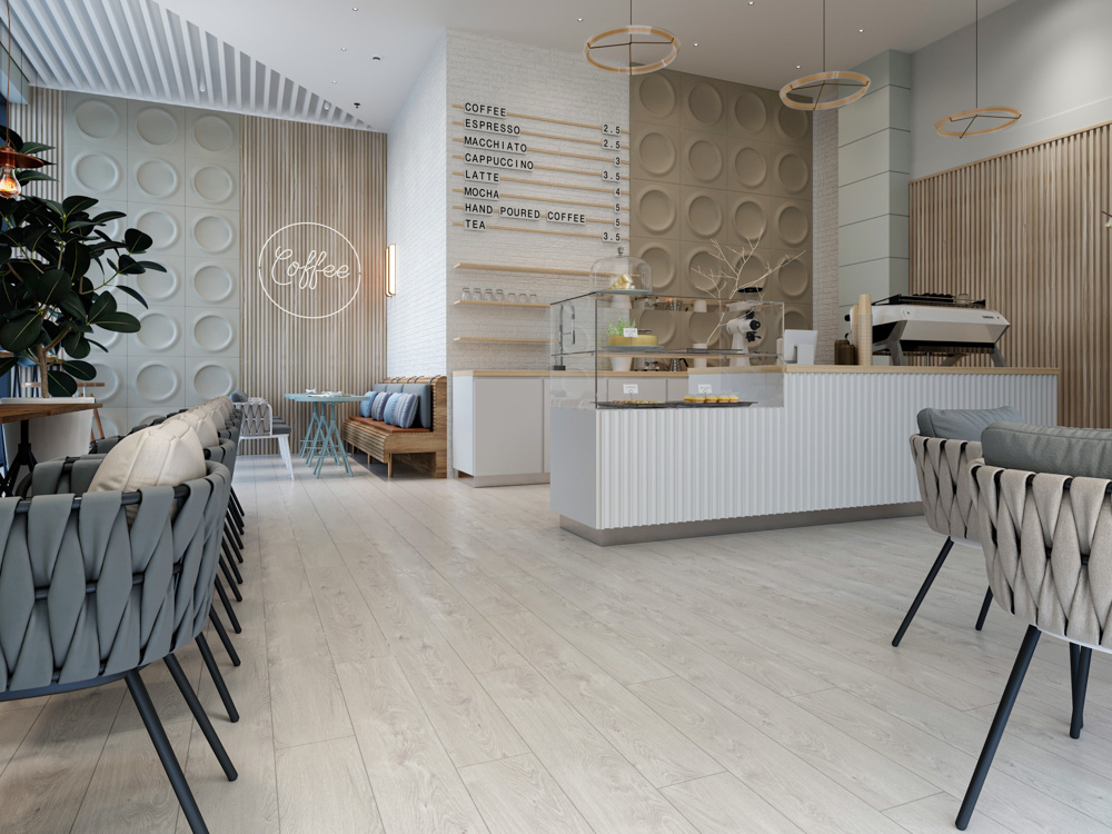 Кварцвиниловый SPC ламинат Cronafloor Wood Дуб Осло BD-1117-8 1200×180×4 фото в интерьере